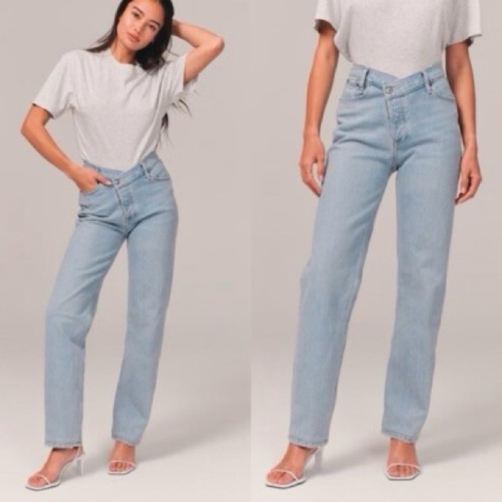 Abercrombie & Fitch The Dad Crossover Waist High Rise Curve Love Jeans
